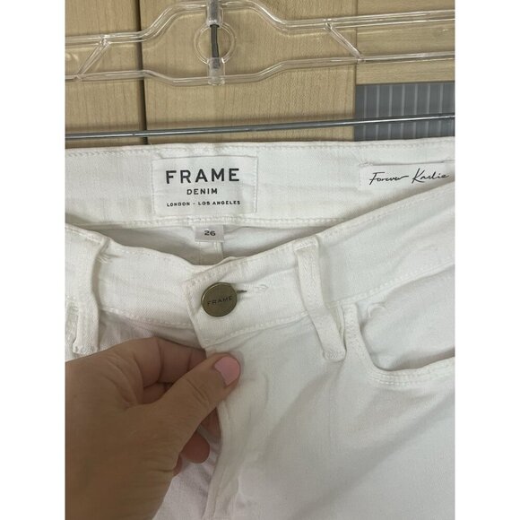 Frame Denim White Skinny Karlie Crop Ankle Jeans Sz 26 Stretch Casual Summer - Picture 3 of 6